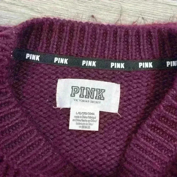 Victoria's Secret PINK Maroon Knit Sweater Size Large - Picture 6 of 9